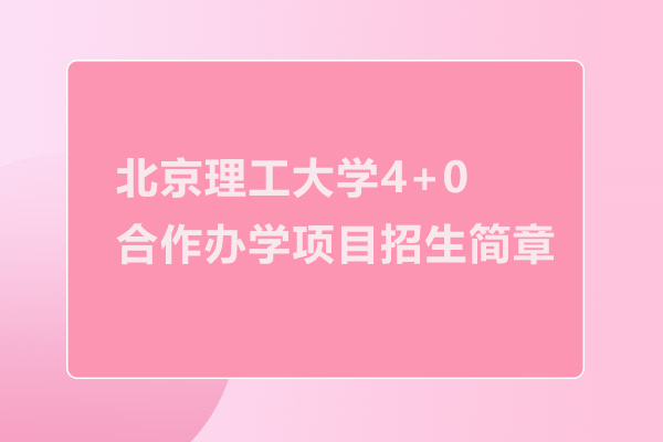 北京理工大学4+0中美合作办学项目招生简章