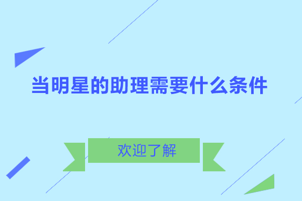 当明星的助理需要什么条件