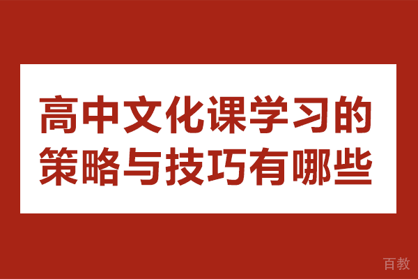 高中文化课学习的策略与技巧有哪些