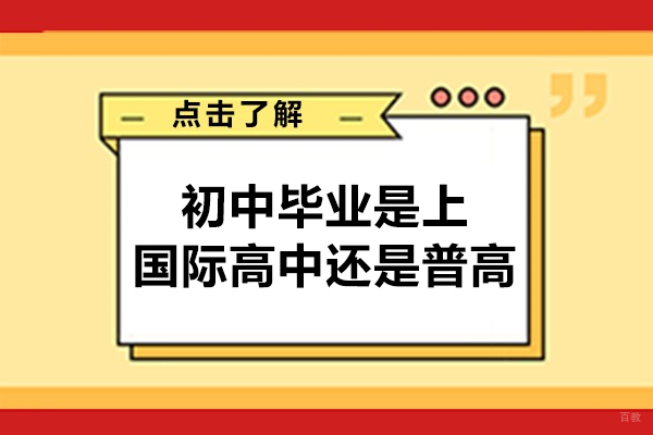 初中毕业是上国际高中还是普高