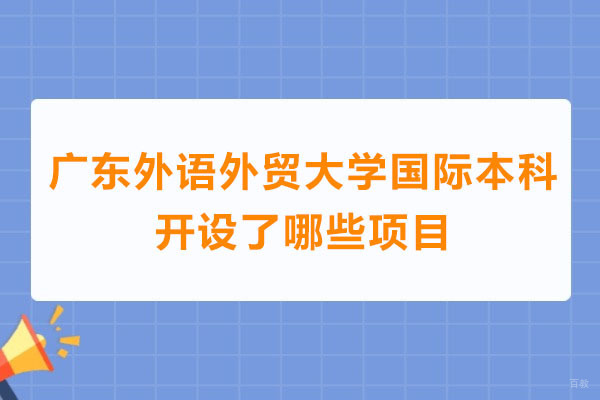 广东外语外贸大学国际本科开设了哪些项目