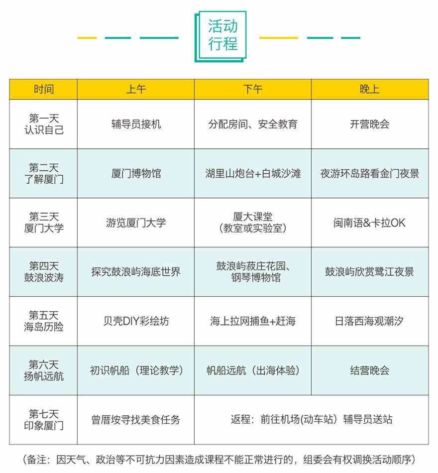 研学日程安排