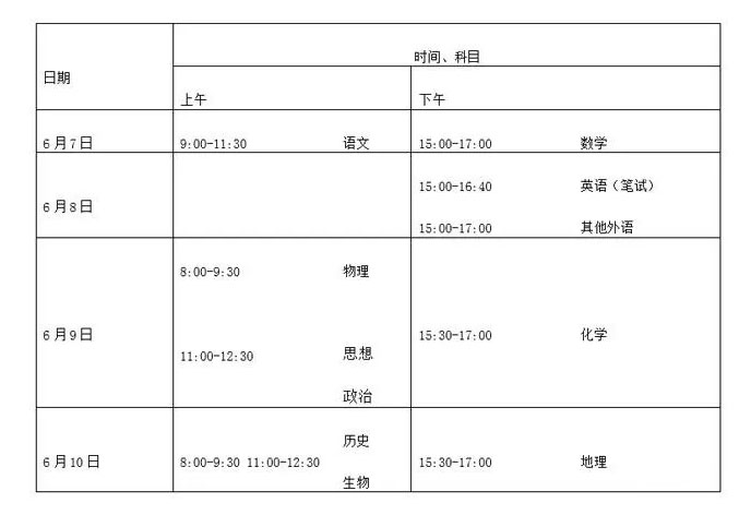 高考时间调整示意图