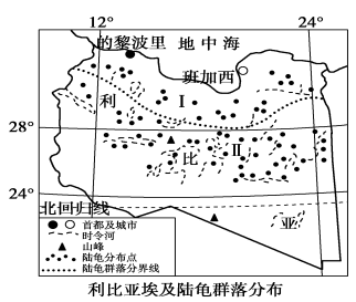 埃及陆龟种群分布示意图