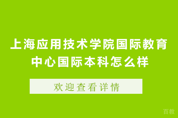上海应用技术学院国际教育中心国际本科怎么样 